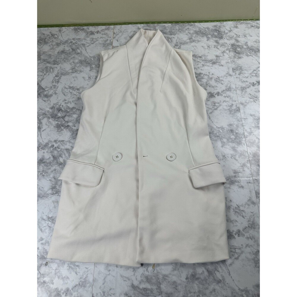 One5One Women’s Sleeveless Blazer Vest Size S Cream White Dressy Long Jacket
